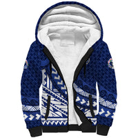 Northern Mariana Islands Saipan Sherpa Hoodie Polynesian Tribal Pattern - Commonwealth Seal Art TS04 Unisex Blue White - Polynesian Pride