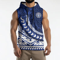 Northern Mariana Islands Saipan Sleeveless Hoodie Polynesian Tribal Pattern - Commonwealth Seal Art TS04 - Polynesian Pride