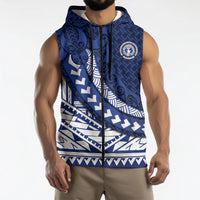 Northern Mariana Islands Saipan Sleeveless Zip Hoodie Polynesian Tribal Pattern - Commonwealth Seal Art TS04 - Polynesian Pride