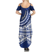 Northern Mariana Islands Saipan Summer Maxi Dress Polynesian Tribal Pattern - Commonwealth Seal Art TS04 - Polynesian Pride