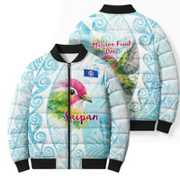 Saipan CMNI Bomber Puffer Jacket Polynesian Northern Mariana Islands Fruit Dove Watercolor TS04 - Polynesian Pride