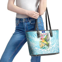 Saipan CMNI Leather Tote Bag Polynesian Northern Mariana Islands Fruit Dove Watercolor TS04 - Polynesian Pride