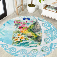 Saipan CMNI Round Carpet Polynesian Northern Mariana Islands Fruit Dove Watercolor TS04 Blue White - Polynesian Pride