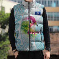 Saipan CMNI Sleeveless Puffer Jacket Polynesian Northern Mariana Islands Fruit Dove Watercolor TS04 - Polynesian Pride