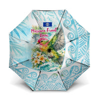 Saipan CMNI Umbrella Polynesian Northern Mariana Islands Fruit Dove Watercolor TS04 One Size Folded 11.42 inch Opened Diameter 37.4 inch Blue White - Polynesian Pride
