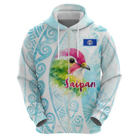 Saipan CMNI Zip Hoodie Polynesian Northern Mariana Islands Fruit Dove Watercolor TS04 - Polynesian Pride