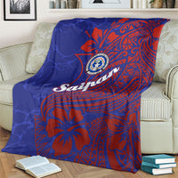 Saipan Northern Mariana Islands Blanket Polynesian Tribal Tattoo Art With Hibiscus Flowers And Seal