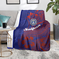 Saipan Northern Mariana Islands Blanket Polynesian Tribal Tattoo Art With Hibiscus Flowers And Seal