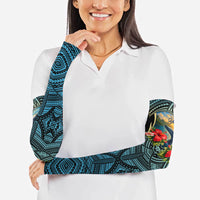 Personalized Masefau American Samoa Whale Arm Sleeves Polynesian Tribal Pattern Tropical Hibiscus