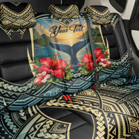 Personalized Masefau American Samoa Whale Back Car Seat Cover Polynesian Tribal Pattern Tropical Hibiscus