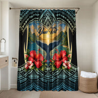 Personalized Masefau American Samoa Whale Bathroom Set Polynesian Tribal Pattern Tropical Hibiscus