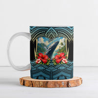 Personalized Masefau American Samoa Whale Ceramic Mug Polynesian Tribal Pattern Tropical Hibiscus