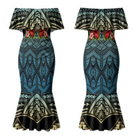 Personalized Masefau American Samoa Whale Couples Matching Mermaid Dress and Hawaiian Shirt Polynesian Tribal Pattern Tropical Hibiscus