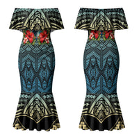 Personalized Masefau American Samoa Whale Family Matching Mermaid Dress and Hawaiian Shirt Polynesian Tribal Pattern Tropical Hibiscus