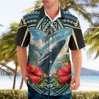 Personalized Masefau American Samoa Whale Hawaiian Shirt Polynesian Tribal Pattern Tropical Hibiscus