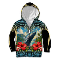 Personalized Masefau American Samoa Whale Kid Hoodie Polynesian Tribal Pattern Tropical Hibiscus