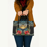 Personalized Masefau American Samoa Whale Leather Bag Polynesian Tribal Pattern Tropical Hibiscus