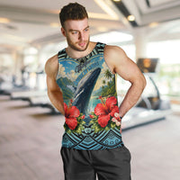 Personalized Masefau American Samoa Whale Men Tank Top Polynesian Tribal Pattern Tropical Hibiscus