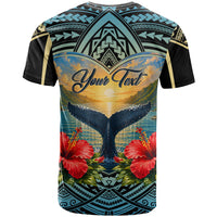 Personalized Masefau American Samoa Whale T Shirt Polynesian Tribal Pattern Tropical Hibiscus