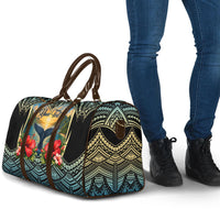 Personalized Masefau American Samoa Whale Travel Bag Polynesian Tribal Pattern Tropical Hibiscus