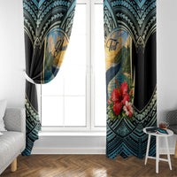 Personalized Masefau American Samoa Whale Window Curtain Polynesian Tribal Pattern Tropical Hibiscus