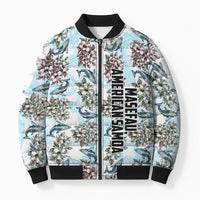 Personalized Masefau American Samoa Bomber Puffer Jacket Vintage Whale Hibiscus Ocean Waves