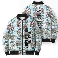 Personalized Masefau American Samoa Bomber Puffer Jacket Vintage Whale Hibiscus Ocean Waves