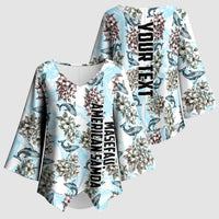 Personalized Masefau American Samoa Kimono Sleeve Blouse Vintage Whale Hibiscus Ocean Waves