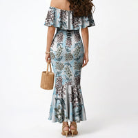Personalized Masefau American Samoa Mermaid Dress Vintage Whale Hibiscus Ocean Waves