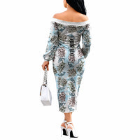 Personalized Masefau American Samoa Off The Shoulder Long Sleeve Dress Vintage Whale Hibiscus Ocean Waves