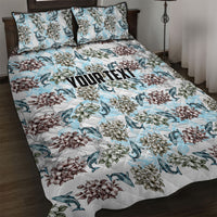 Personalized Masefau American Samoa Quilt Bed Set Vintage Whale Hibiscus Ocean Waves