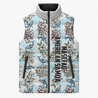 Personalized Masefau American Samoa Sleeveless Puffer Jacket Vintage Whale Hibiscus Ocean Waves