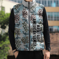 Personalized Masefau American Samoa Sleeveless Puffer Jacket Vintage Whale Hibiscus Ocean Waves