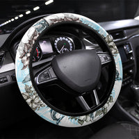 Masefau American Samoa Steering Wheel Cover Vintage Whale Hibiscus Ocean Waves