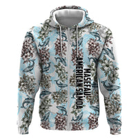 Personalized Masefau American Samoa Zip Hoodie Vintage Whale Hibiscus Ocean Waves