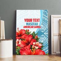 Personalized American Samoa Masefau Canvas Wall Art Hibiscus Tropical Floral Whale Polynesian Tribal Pattern