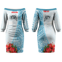 Personalized American Samoa Masefau Couples Matching Off The Shoulder Long Sleeve Dress and Hawaiian Shirt Hibiscus Tropical Floral Whale Polynesian Tribal Pattern