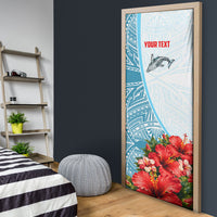 Personalized American Samoa Masefau Door Cover Hibiscus Tropical Floral Whale Polynesian Tribal Pattern