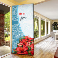 Personalized American Samoa Masefau Door Cover Hibiscus Tropical Floral Whale Polynesian Tribal Pattern