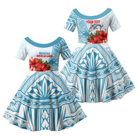 Personalized American Samoa Masefau Family Matching Off The Shoulder Long Sleeve Dress and Hawaiian Shirt Hibiscus Tropical Floral Whale Polynesian Tribal Pattern