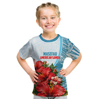 Personalized American Samoa Masefau Kid T Shirt Hibiscus Tropical Floral Whale Polynesian Tribal Pattern