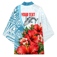 Personalized American Samoa Masefau Kimono Hibiscus Tropical Floral Whale Polynesian Tribal Pattern