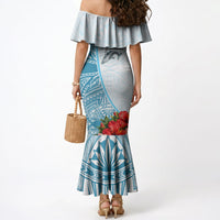 Personalized American Samoa Masefau Mermaid Dress Hibiscus Tropical Floral Whale Polynesian Tribal Pattern