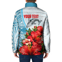 Personalized American Samoa Masefau Padded Jacket Hibiscus Tropical Floral Whale Polynesian Tribal Pattern