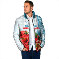 Personalized American Samoa Masefau Padded Jacket Hibiscus Tropical Floral Whale Polynesian Tribal Pattern