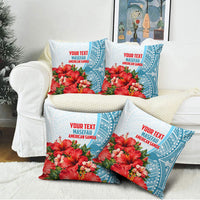 Personalized American Samoa Masefau Pillow Cover Hibiscus Tropical Floral Whale Polynesian Tribal Pattern