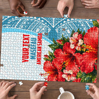 Personalized American Samoa Masefau Puzzle Hibiscus Tropical Floral Whale Polynesian Tribal Pattern
