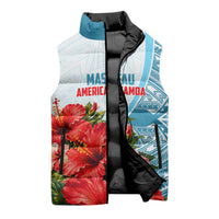 Personalized American Samoa Masefau Sleeveless Puffer Jacket Hibiscus Tropical Floral Whale Polynesian Tribal Pattern