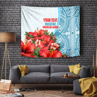 Personalized American Samoa Masefau Tapestry Hibiscus Tropical Floral Whale Polynesian Tribal Pattern