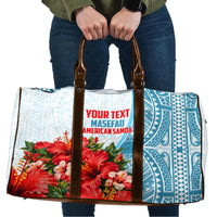Personalized American Samoa Masefau Travel Bag Hibiscus Tropical Floral Whale Polynesian Tribal Pattern